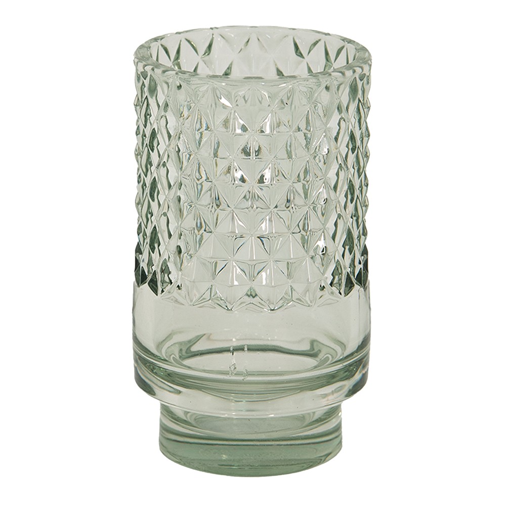 Zelený skleněný svícen na čajovou svíčku Houder - Ø 7*12 cm Clayre & Eef