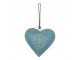Modré závěsné kovové srdce se zdovením Heartic - 20*1*20 cm