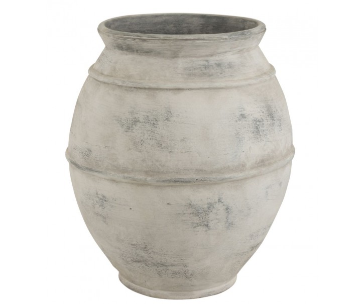 Šedá antik baňatá keramická dekorační váza Vintage - Ø 56*67cm