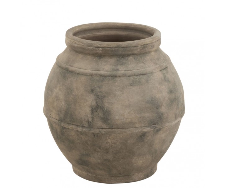 Šedo-hnědá antik keramická dekorační váza Vintage - Ø 38*38cm