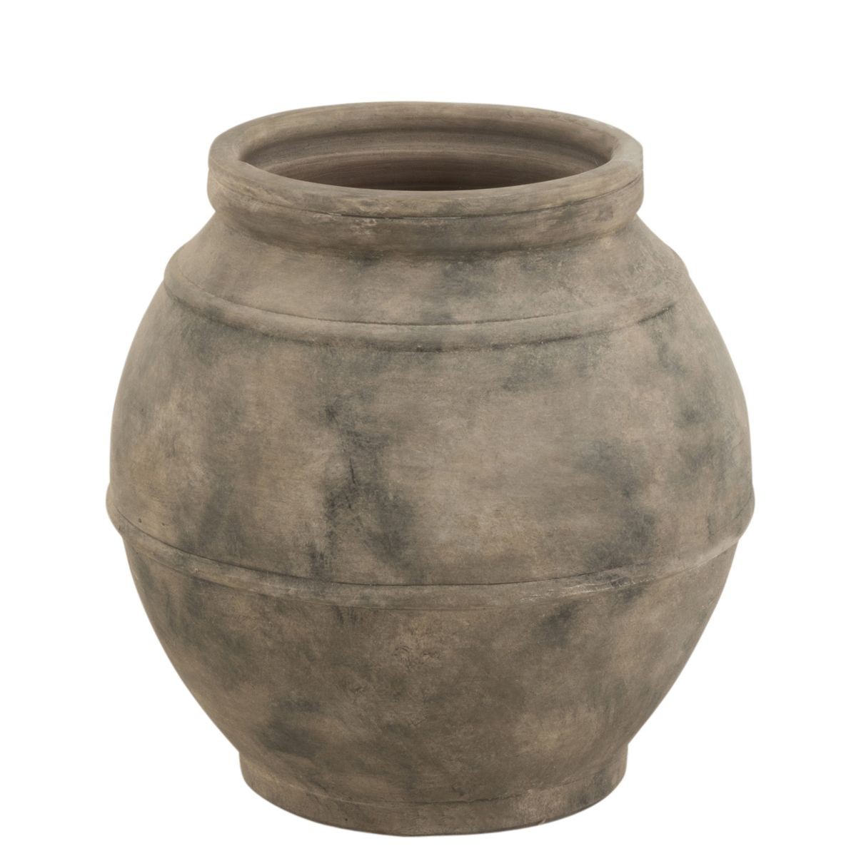 Šedo-hnědá antik keramická dekorační váza Vintage - Ø 38*38cm J-Line by Jolipa