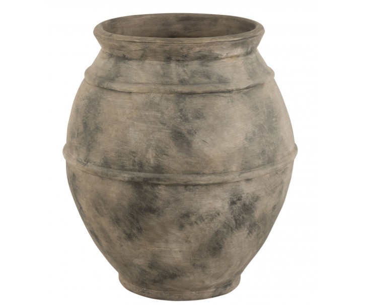 Šedo-hnědá antik keramická dekorační váza Vintage - Ø 56*67cm