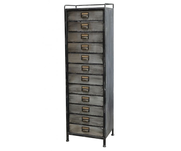 Černá kovová komoda / skříň s úzkými boxy Inoe - 42*32*144cm