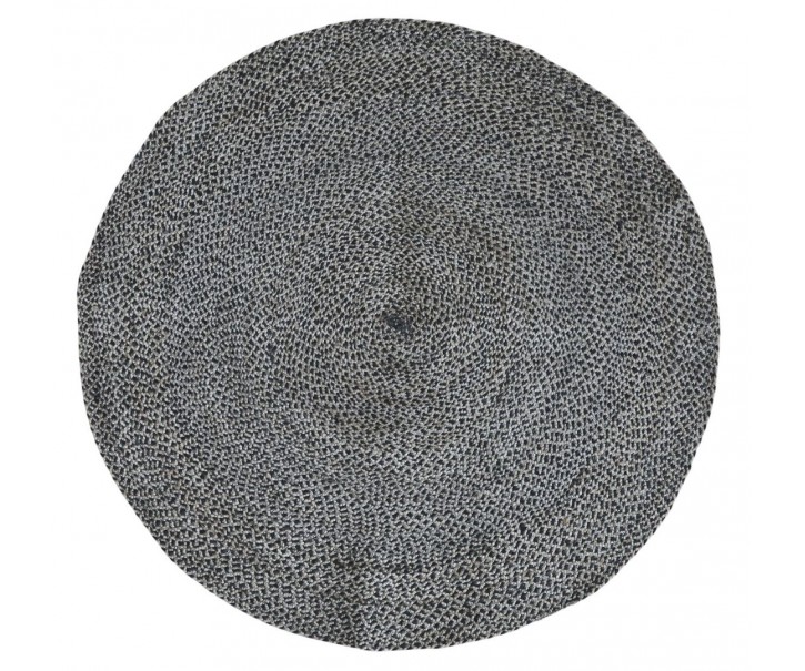 Přírodně - černý kulatý jutový koberec Bruno - Ø 120 cm