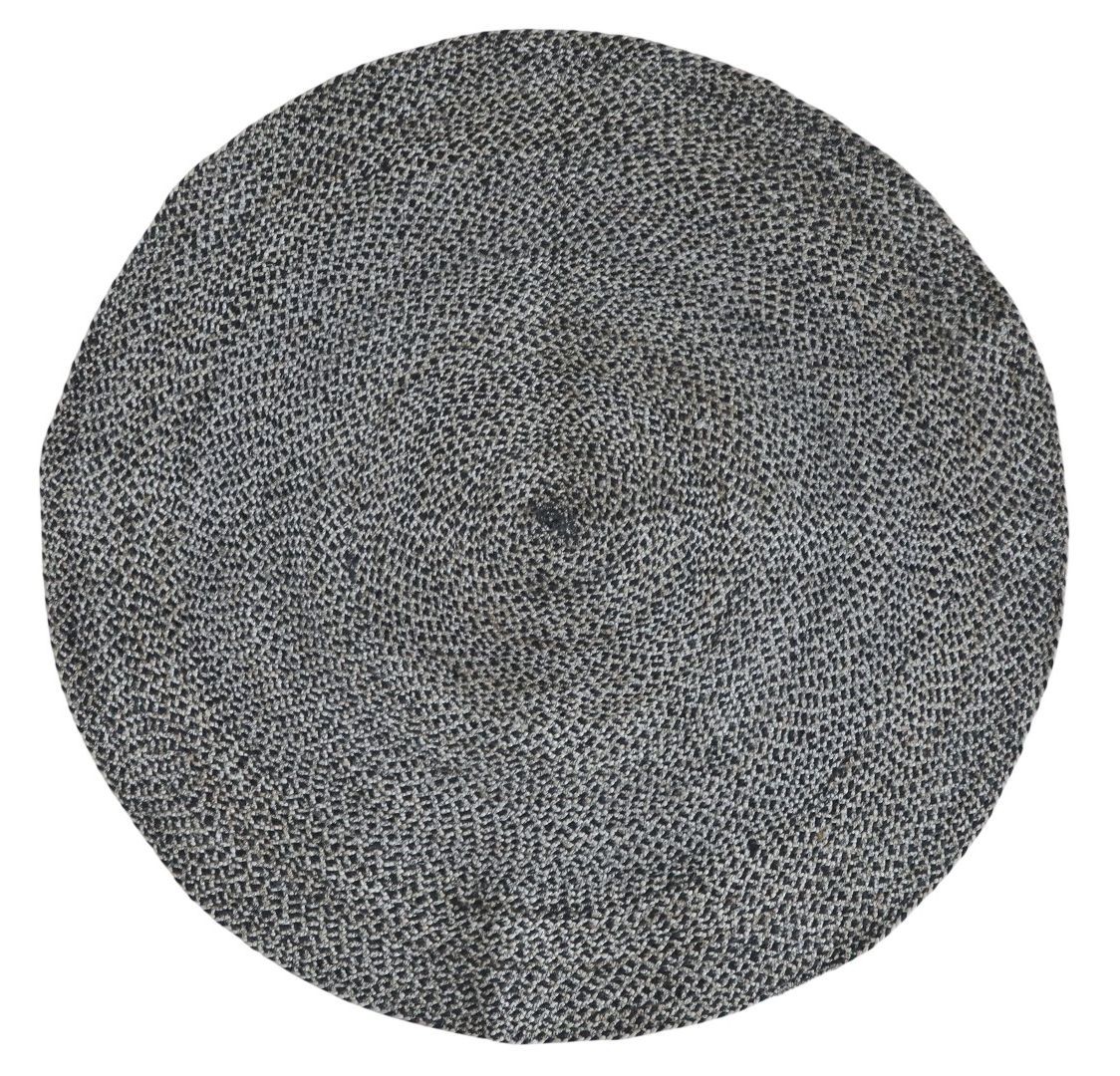 Přírodně - černý kulatý jutový koberec Bruno - Ø 120 cm