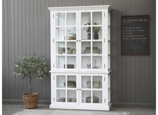Bílá antik dřevěná skříň / vitrína s policemi Frances - 120*40*196cm