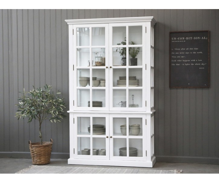Bílá antik dřevěná skříň / vitrína s policemi Frances - 120*40*196cm