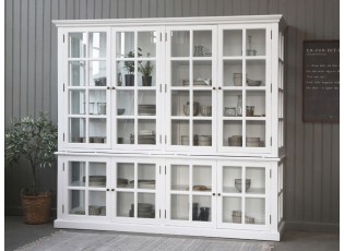 Bílá antik dřevěná skříň / vitrína s policemi Frances - 220*55*195cm