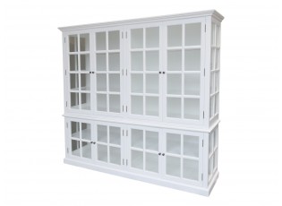 Bílá antik dřevěná skříň / vitrína s policemi Frances - 220*55*195cm