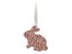Růžový velikonoční králíček s korálky na stužce Fli - 10*8 cm
