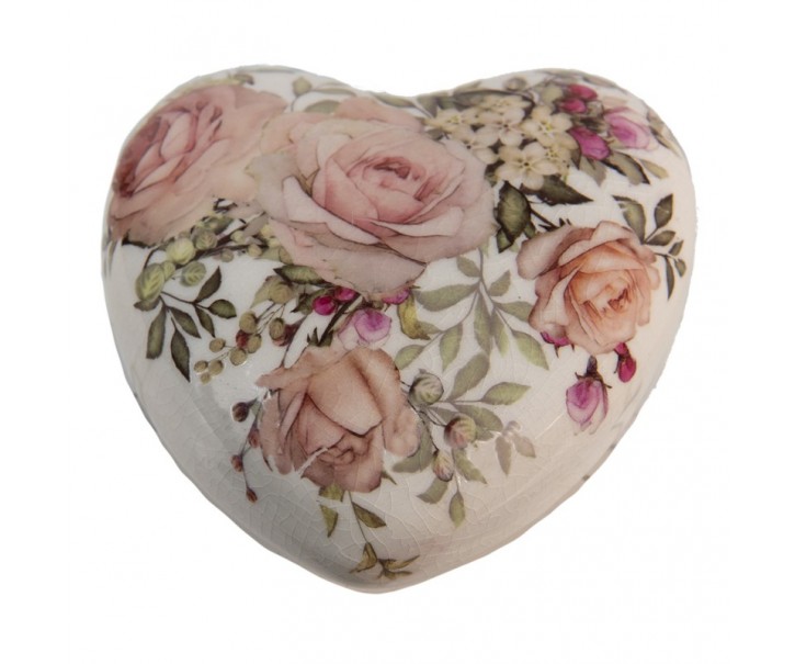 Keramické dekorační srdíčko s růžičkami Rosien - 11*11*4 cm