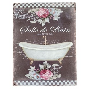Černá nástěnná kovová cedule Salle de Bain - 25*33 cm