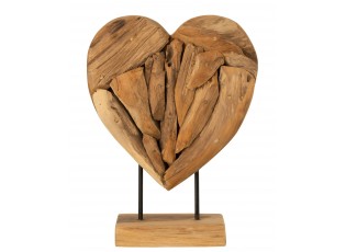 Dekorace srdce z teakového dřeva na podstavci Heart on foot  - 30*10*40cm
