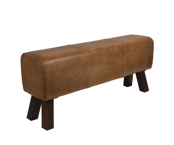 Hnědá kožená stolička pod nohy Yara - 119*30*53 cm
