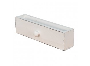 Bílá antik dřevěná dekorativní zásuvka šuplíček - 30*6*9 cm