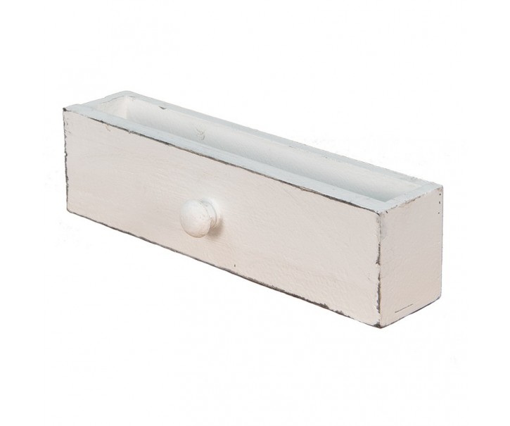 Bílá antik dřevěná dekorativní zásuvka šuplíček - 30*6*9 cm
