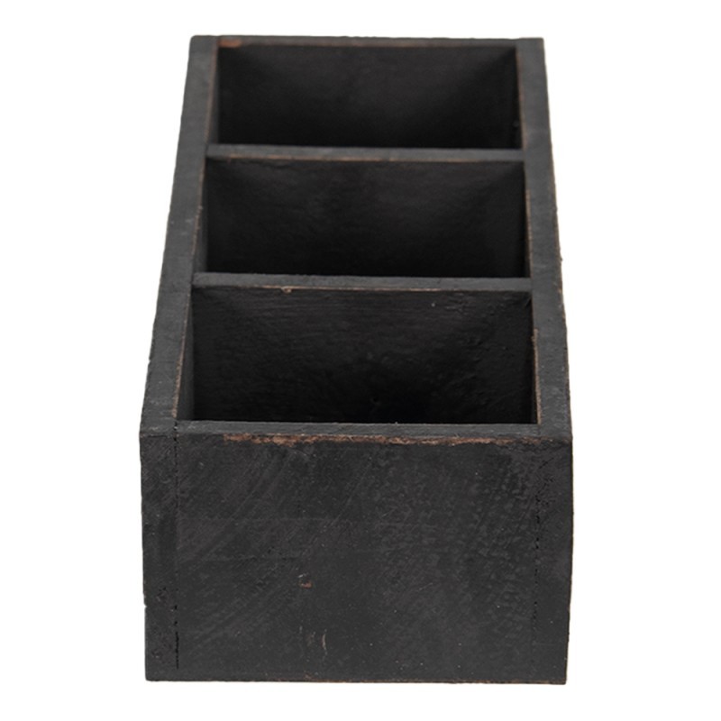 Černý antik dřevěný dekorativní box se 3mi přihrádkami Silen - 33*12*7 cm