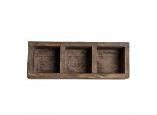 Hnědý antik dřevěný dekorativní box se 3mi přihrádkami Silen - 33*12*7 cm