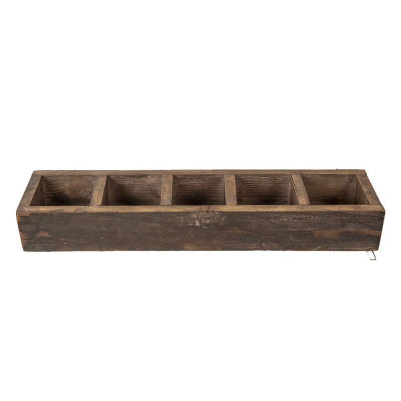 Hnědý antik dřevěný dekorativní box s 5ti přihrádkami Silen - 54*12*7 cm 6H1988