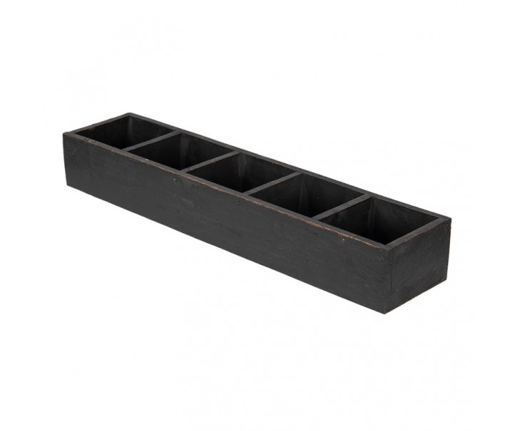 Černý antik dřevěný dekorativní box s 5ti přihrádkami Silen - 54*12*7 cm