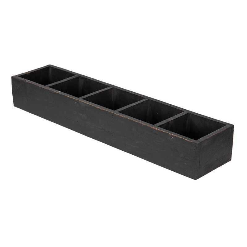 Černý antik dřevěný dekorativní box s 5ti přihrádkami Silen - 54*12*7 cm 6H1988Z