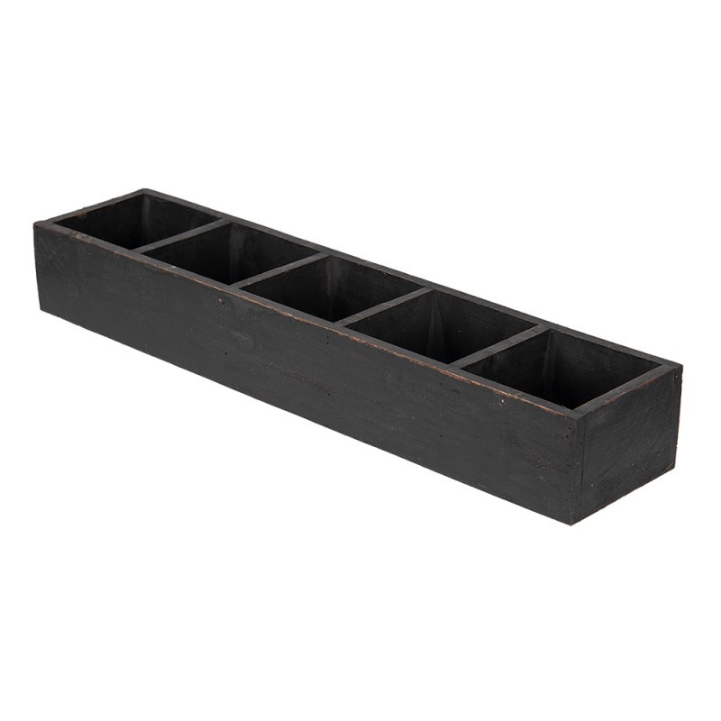 Černý antik dřevěný dekorativní box s 5ti přihrádkami Silen - 54*12*7 cm