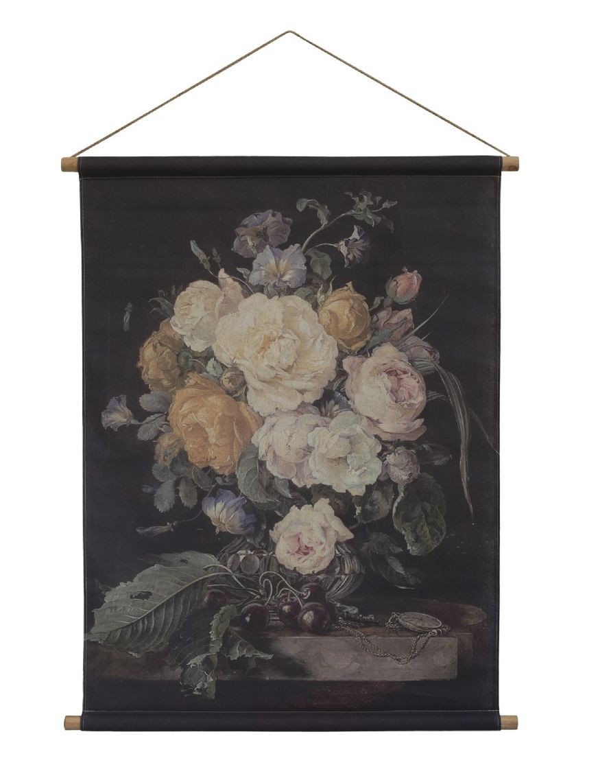 Nástěnná vintage mapa s květy Floral print - 76*97 cm