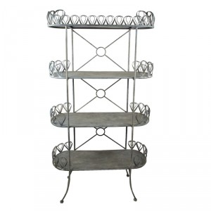 Šedý kovový retro stojan na květiny Storage rack - 91*36*168 cm