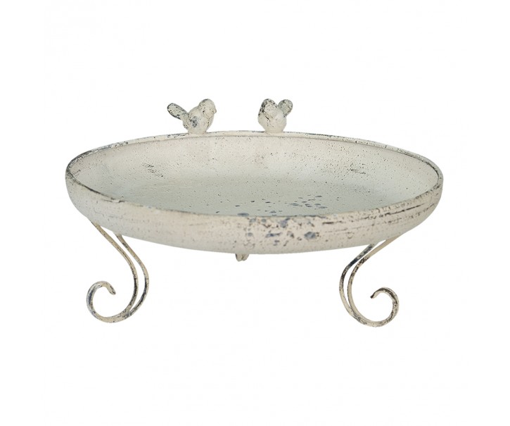 Béžové dekorační plechové pítko pro ptáčky Fun Antique - 33*30*15 cm