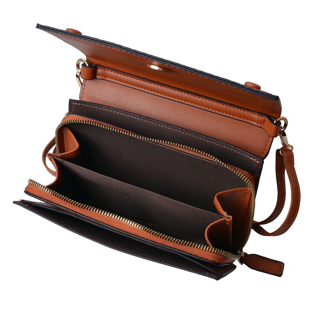 Hnědá elegantní peněženka a crossbody kabelka v jednom - 20*14 cm