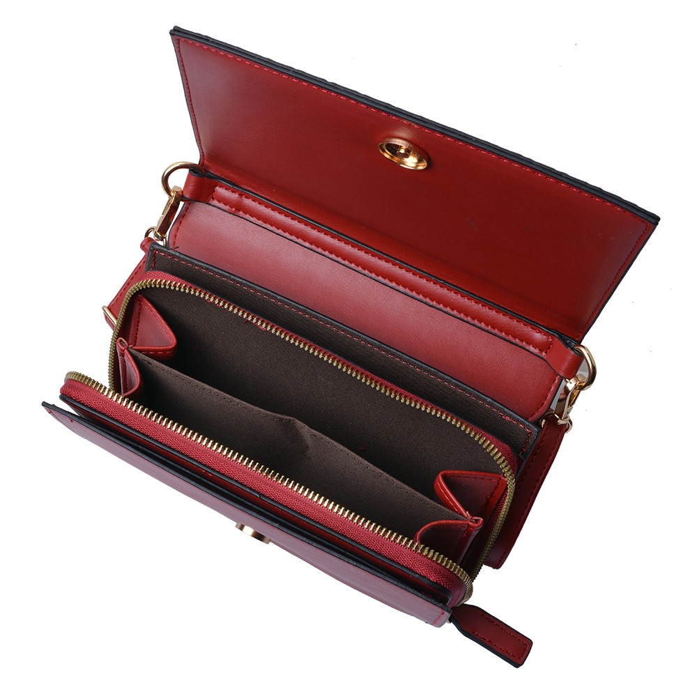 Vínová elegantní peněženka a crossbody kabelka v jednom - 20*14 cm