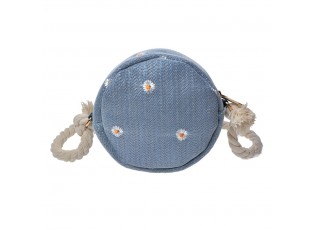 Malá modrá dámská kabelka se sedmikráskami - Ø15 cm