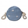 Malá modrá dámská kabelka se sedmikráskami - Ø15 cm