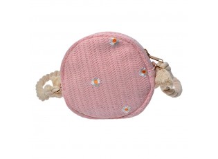 Malá růžová dámská kabelka se sedmmikráskami - Ø 15 cm