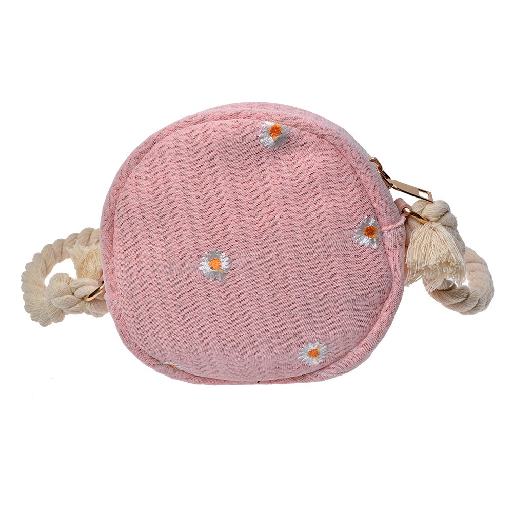 Malá růžová dámská kabelka se sedmikráskami - Ø 15 cm Clayre & Eef