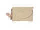 Béžová kabelka psaníčko s bambulkami - 27*20 cm