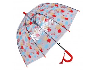 Průhledný deštník pro děti s červeným držadlem a andílky - Ø 50 cm