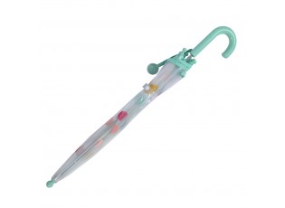Průhledný deštník pro děti se zeleným držadlem a puntíky - Ø 50 cm