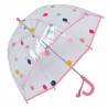 Průhledný deštník pro děti s růžovým držadlem a puntíky - Ø 50 cm Barva: růžová, multiMateriál: polyHmotnost: 0,255 kg