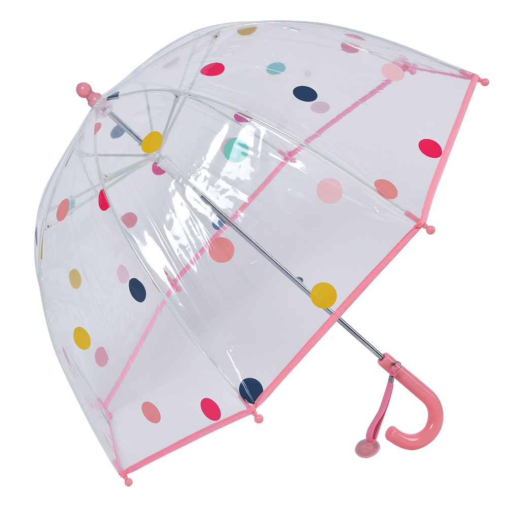 Levně Průhledný deštník pro děti s růžovým držadlem a puntíky - Ø 50 cm JZCUM0009P