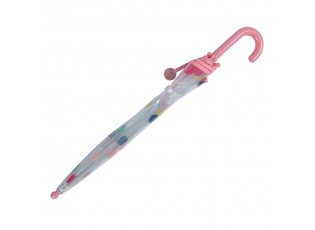 Průhledný deštník pro děti s růžovým držadlem a puntíky - Ø 50 cm