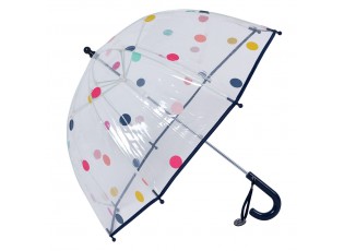 Průhledný deštník pro děti s černým držadlem a puntíky - Ø 50 cm