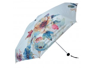 Bílý skládací deštník do kabelky s květy - Ø 92*54 cm