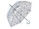 Průhledný deštník pro dospělé s bílými kočičkami a modrým pruhem - 60 cm