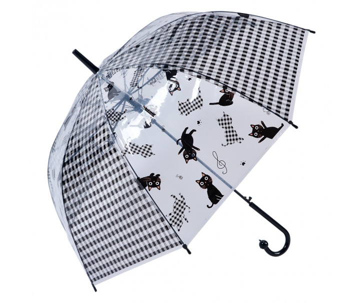 Průhledný deštník pro dospělé s černými kočičkami - 60 cm