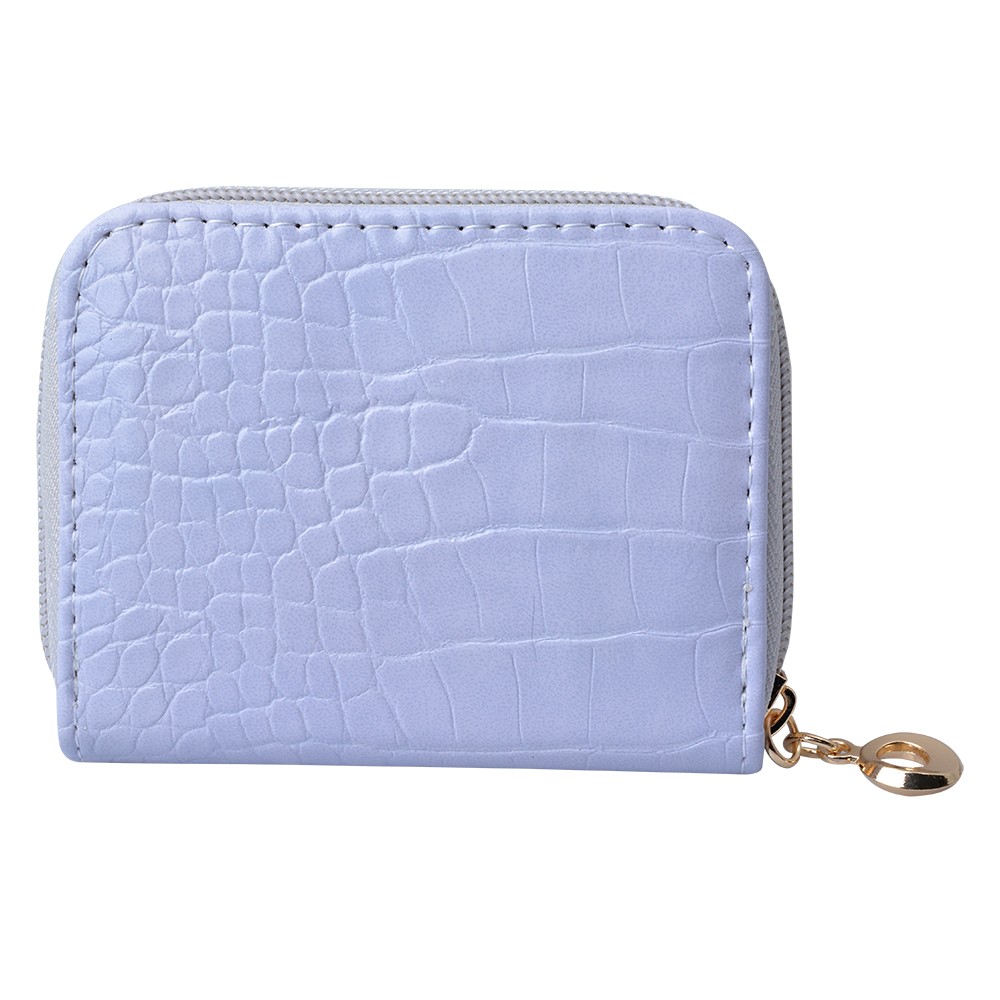 Malá fialková peněženka v designu krokodýlí kůže Krokop - 10*8 cm Clayre & Eef