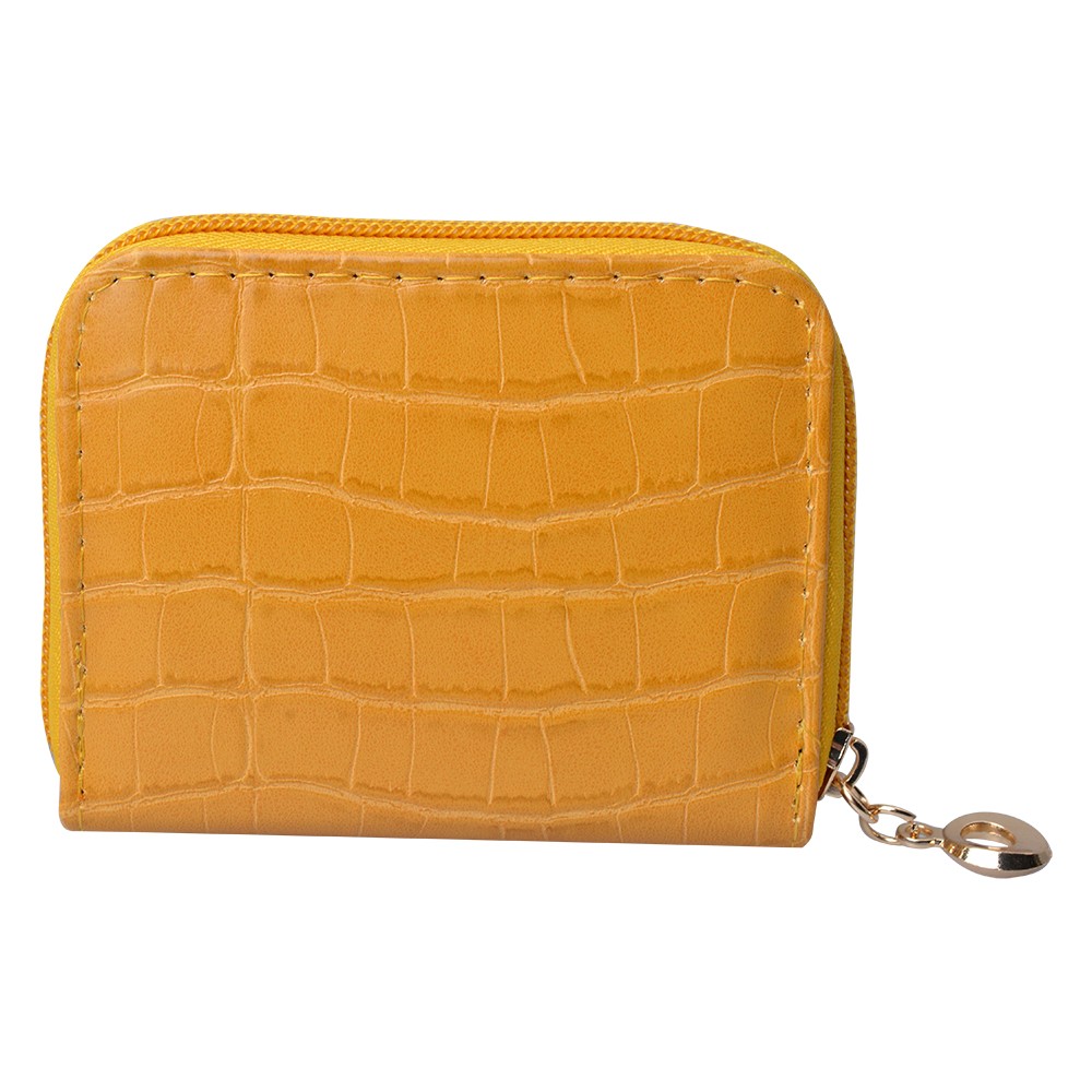 Malá žlutá peněženka v designu krokodýlí kůže Krokop - 10*8 cm Clayre & Eef