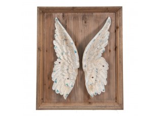 Nástěnná dřevěná dekorace s andělskými křídly - 70*12*85 cm