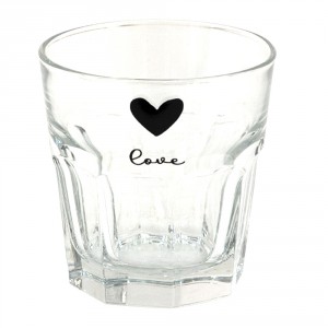 Sklenička na nápoj se srdíčky Love Birds - Ø 8*8 cm / 180 ml