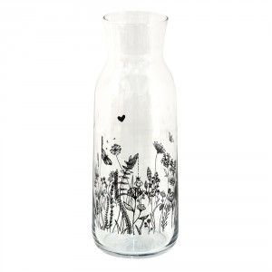 Skleněná karafa s květinami Flora And Fauna - Ø 9*25 cm / 1000 ml